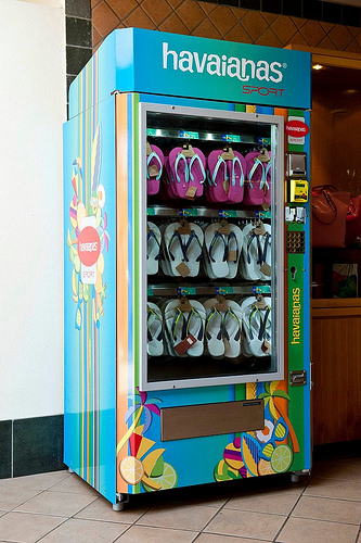 Vending machine with flip flops inside